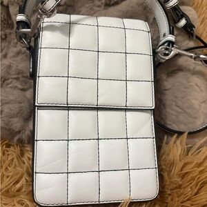 CHARLES & KEITH White Quilted Crossbody Phone Bag